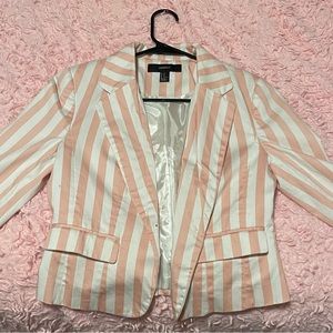 Small blazer coat, pink and white.